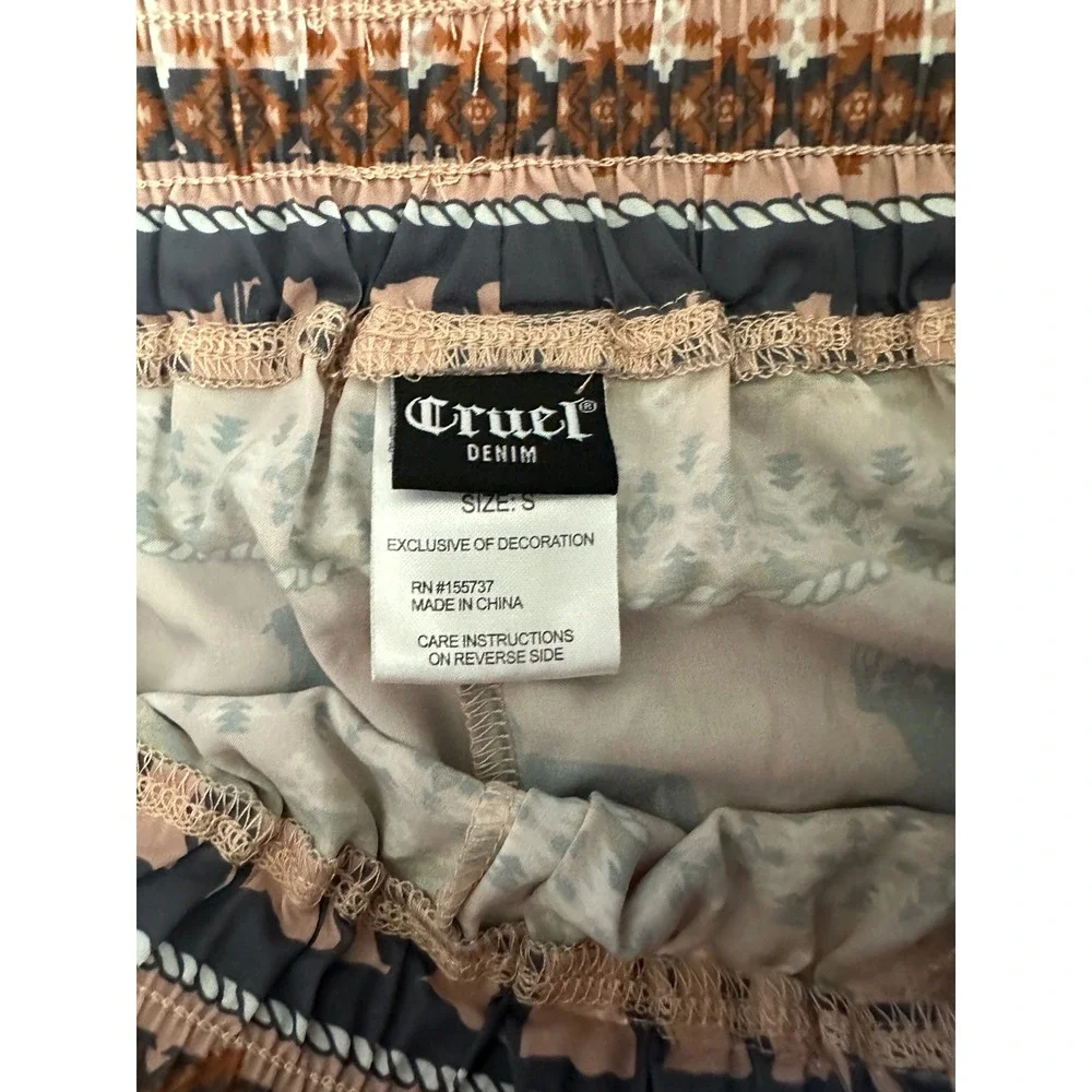 Cruel Denim Desert Stripe Western Cowgirl Shorts Pink Tan Small Pockets